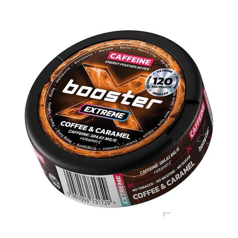 X-Booster Coffee & Caramel caffeine pouches